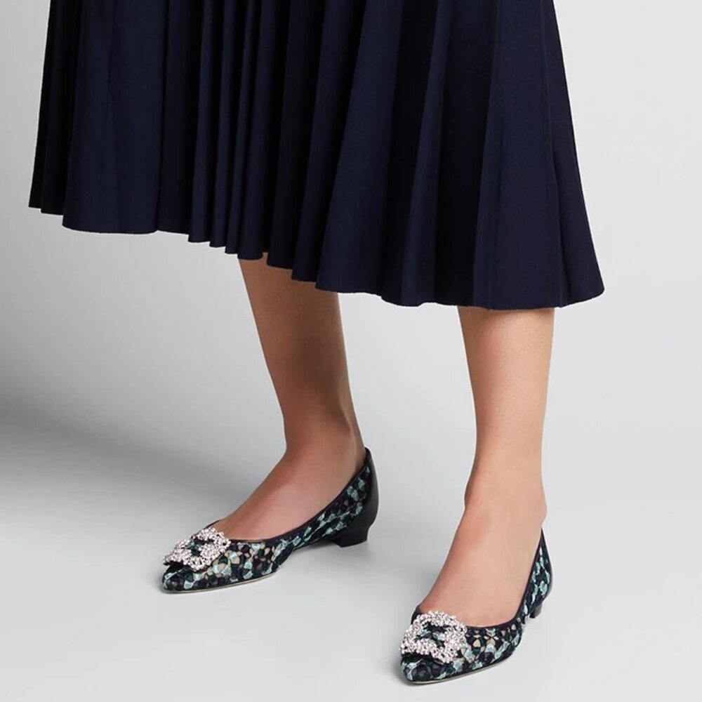 NEW MANOLO BLAHNIK Hangisi Lace Flats, EU 39, Office to Party/ Events - Picture 3 of 16